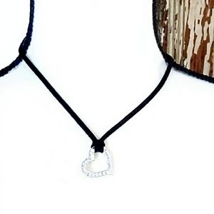 Vintage Avon CZ Heart Pendant Statement Fashion Necklace